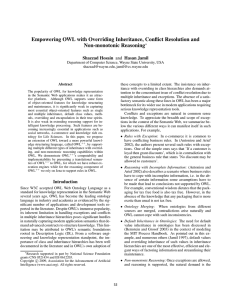 Empowering OWL with Overriding Inheritance, Conﬂict Resolution and Non-monotonic Reasoning