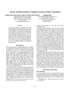 Analysis and Representation of Tagging Practices in Online Communities Honggee Kim