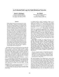 An Evidential Path Logic for Multi-Relational Networks Marko A. Rodriguez Joe Geldart