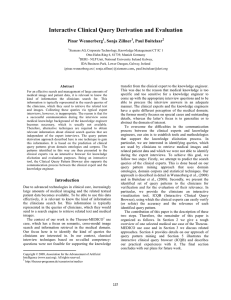 Interactive Clinical Query Derivation and Evaluation Pinar Wennerberg , Sonja Zillner