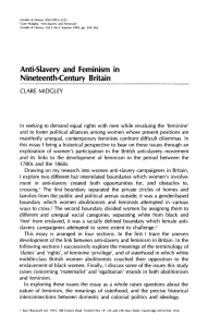 Anti-Slavery  and  Feminism  in Nineteenth-Century Britain CLARE