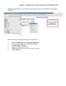 Cognos - Adding the Prompt Value(s) to the Report Title