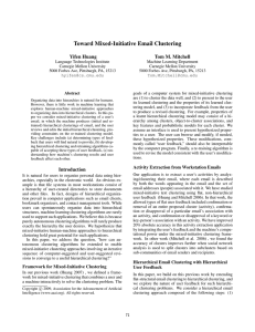 Toward Mixed-Initiative Email Clustering Yifen Huang Tom M. Mitchell