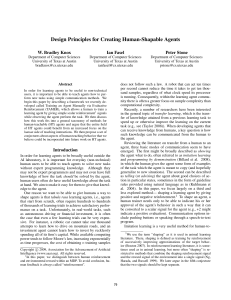 Design Principles for Creating Human-Shapable Agents W. Bradley Knox Ian Fasel Peter Stone