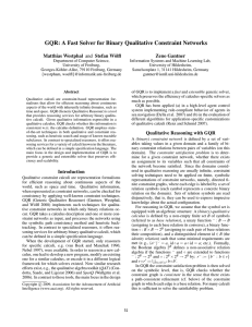 GQR: A Fast Solver for Binary Qualitative Constraint Networks Zeno Gantner