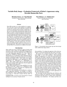 Variable Body Image – Evaluation Framework of Robot’s Appearance using