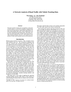 A Network Analysis of Road Trafﬁc with Vehicle Tracking Data