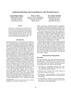 Capturing Individual and Group Behavior with Wearable Sensors Daniel Olgu´ın Olgu´ın