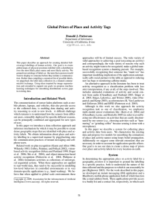 Global Priors of Place and Activity Tags Donald J. Patterson