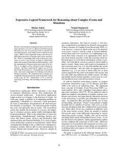 Expressive Logical Framework for Reasoning about Complex Events and Situations Darko Anicic