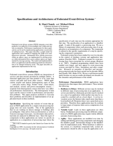 Speciﬁcations and Architectures of Federated Event-Driven Systems