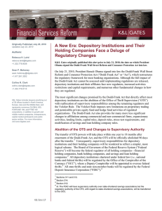 A New Era: Depository Institutions and Their Regulatory Changes