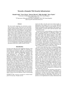 Towards a Semantic Web Security Infrastructure Ronald Ashri , Terry Payne