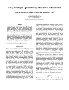 Mining Multilingual Opinions through Classification and Translation