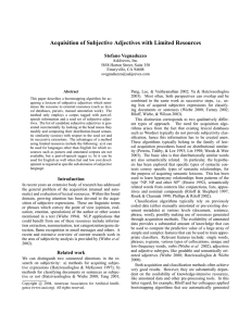 Acquisition of Subjective Adjectives with Limited Resources Stefano Vegnaduzzo