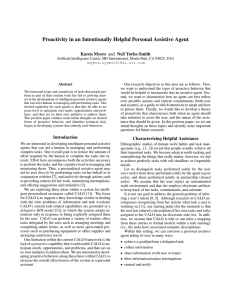 Proactivity in an Intentionally Helpful Personal Assistive Agent