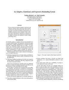 An Adaptive, Emotional, and Expressive Reminding System Nadine Richard