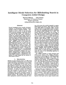 Intelligent Model Selection for  Hillclimbing Search  in
