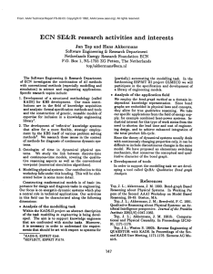 ECN SE&amp;R research activities and  interests