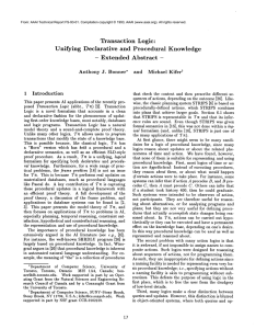 Transaction  Logic: Unifying Declarative and  Procedural