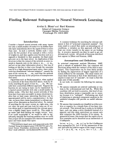 Finding Relevant Subspaces in  Neural  Network  Learning