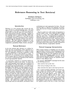 Relevance Reasoning in  Text  Retrieval Kathleen  Dahlgren