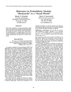 Relevance in  Probabilistic Models: &#34;Backyards&#34;