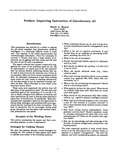 Preface: Improving  Instruction of  Introductory AI