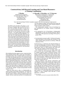 Constructivism, Self-Directed Learning and Case-Based Reasoners: A Winning Combination P. Boylan