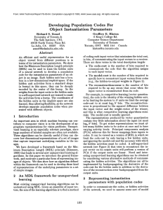 Developing Population Codes  For Object  Instantiation