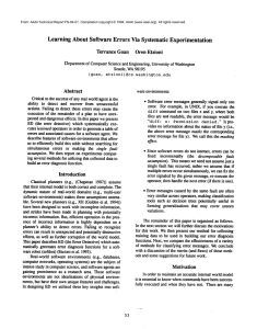 Learning  About Software  Errors  Via  Systematic ... Terrance Goan Oren Etzioni Abstract