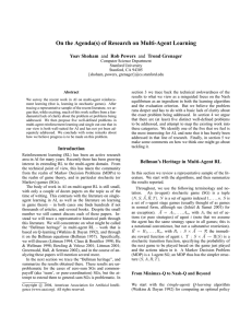 On the Agenda(s) of Research on Multi-Agent Learning Yoav Shoham