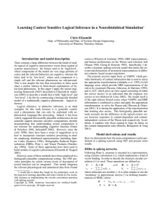 Learning Context Sensitive Logical Inference in a Neurobiolobical Simulation Chris Eliasmith