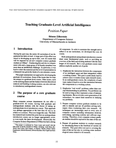 Teaching Graduate-Level Artificial Intelligence Position  Paper 1