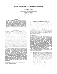 System transparency through self-explanation  Christopher Dac Le