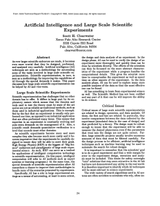 Artificial Intelligence and  Large  Scale  Scientific Experiments