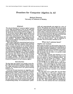 Frontiers for  Computer  Algebra  in  AI