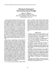 Research Summary: Interaction-based Design