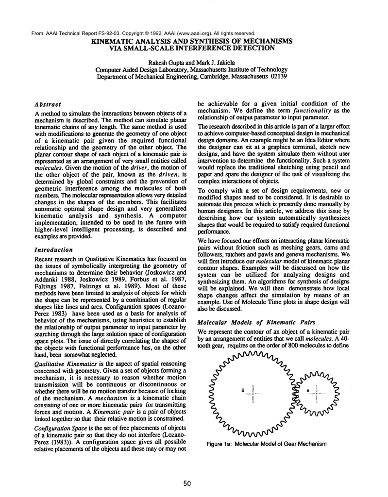 KINEMATIC ANALYSIS AND SYNTHESIS OF MECHANISMS