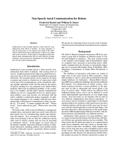 Non-Speech Aural Communication for Robots Frederick Heckel and William D. Smart