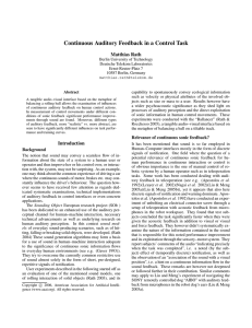 Continuous Auditory Feedback in a Control Task Matthias Rath