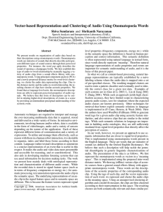 Vector-based Representation and Clustering of Audio Using Onomatopoeia Words Shiva Sundaram