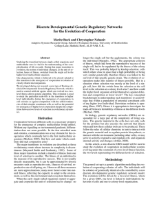 Discrete Developmental Genetic Regulatory Networks for the Evolution of Cooperation