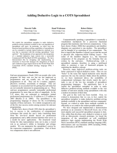 Adding Deductive Logic to a COTS Spreadsheet Marcelo Tallis Rand Waltzman Robert Balzer