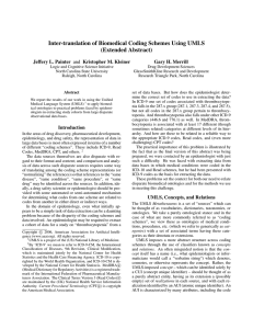 Inter-translation of Biomedical Coding Schemes Using UMLS (Extended Abstract) Jeffery L. Painter