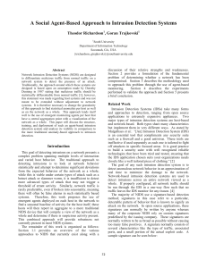 A Social Agent-Based Approach to Intrusion Detection Systems Theodor Richardson