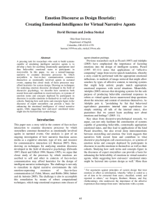 Emotion Discourse as Design Heuristic: David Herman and Joshua Steskal