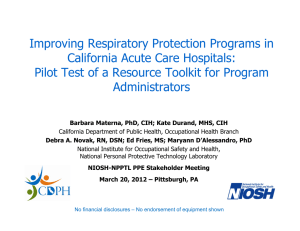 Improving Respiratory Protection Programs in California Acute Care Hospitals: