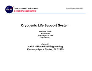 Cryogenic Life Support System NASA - Biomedical Engineering