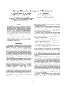Interoperability in Open Heterogeneous Multirobot Systems S. Ambroszkiewicz and W. Bartyna